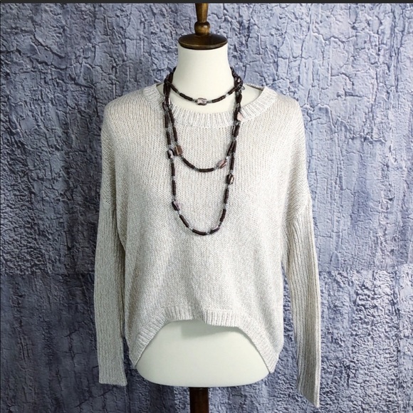 RD Style tan/cream hi lo crop style sweater - Picture 2 of 7